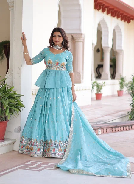 KA 5058 Gold Crush With Embroidery Work Lehenga With Blouse Dupatta Wholesalers In Delhi